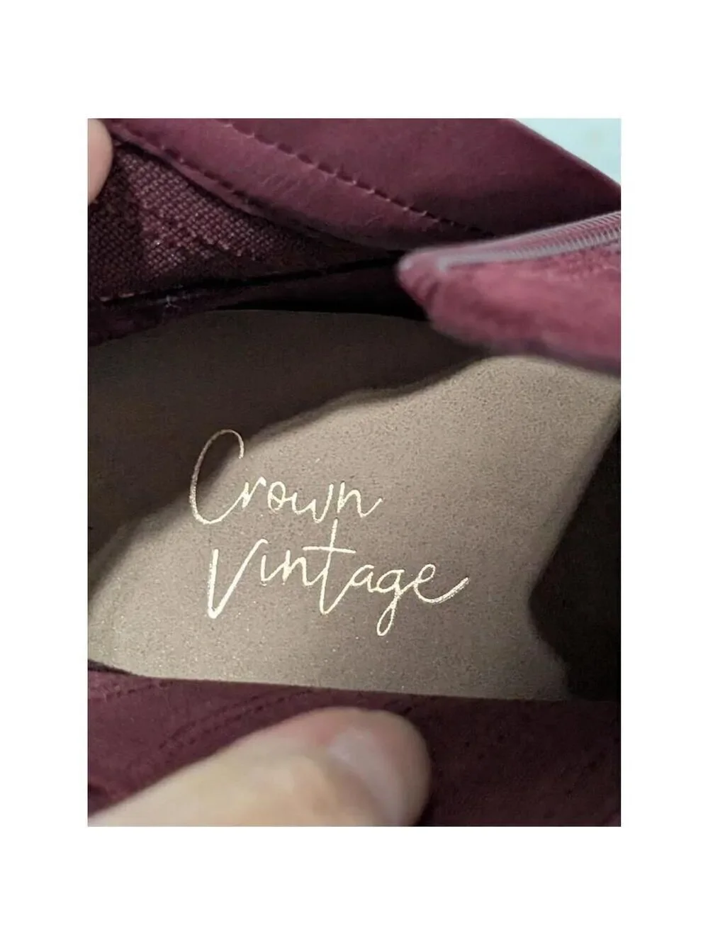 Crown Vintage Women's  Burgundy Suede Ankle Boots 8.5